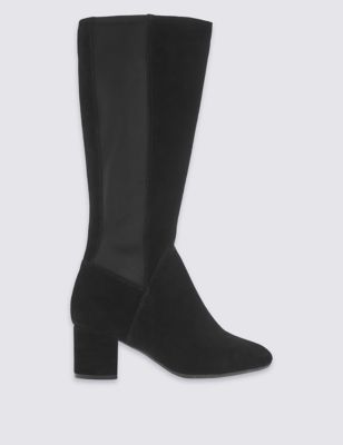 Wide Fit Suede Angular Knee High Boots
